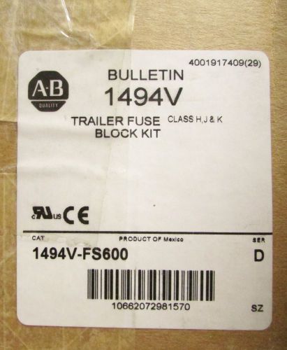 Allen bradley class h.j+k trailer fuse block 600 amp 1494v fs600 for sale