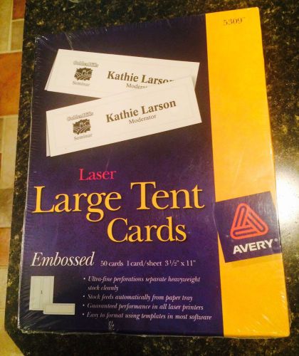 250 Avery 5309 Large Tent Cards White Embossed Name Plate Laser Inkjet 3.5 x11&#034;