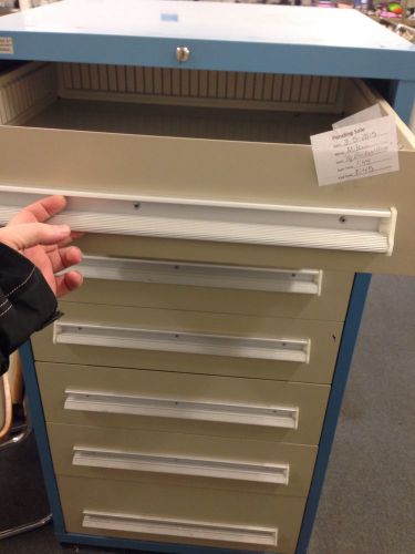 Lyon mss safetylink 7 drawer file and cabinet. blue forklift base. for sale