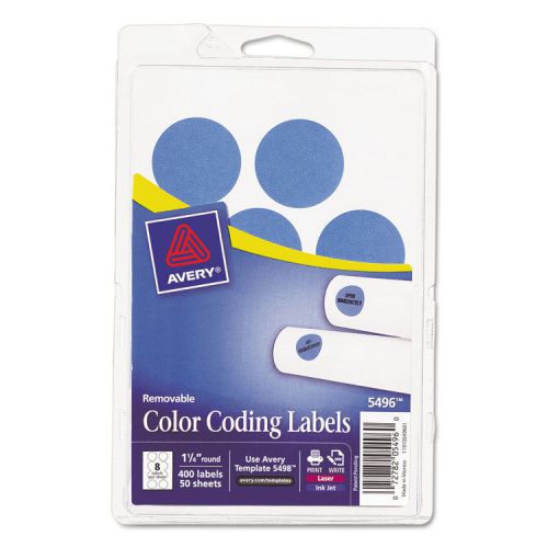 Print or Write Removable Color-Coding Labels, 1-1/4in dia, Light Blue, 400/Pack