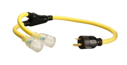 New generator cord ultra power 10 gauge l5-30 plug to 2 lighted 5-20 receptacles for sale