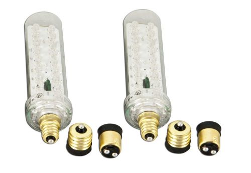 Tcp 20714 led red exit sign retrofit lamps w candelabra &amp; bayonet bulb adapters for sale