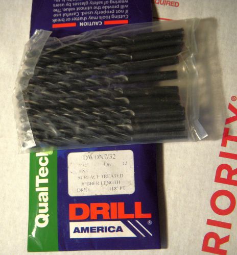12 New Drill America 7/32&#034; Jobber Length Drill Bits 118 Degree Tips