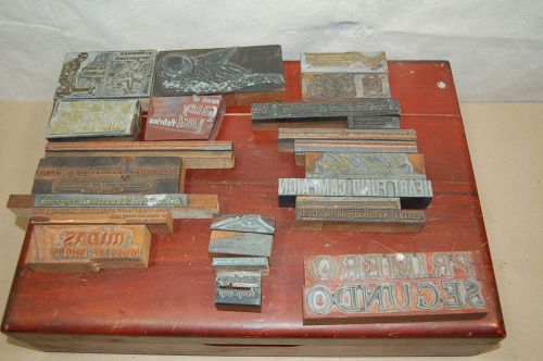 Vintage printing Press Blocks, Lot of of 25 Mixed Advertising Office News Column