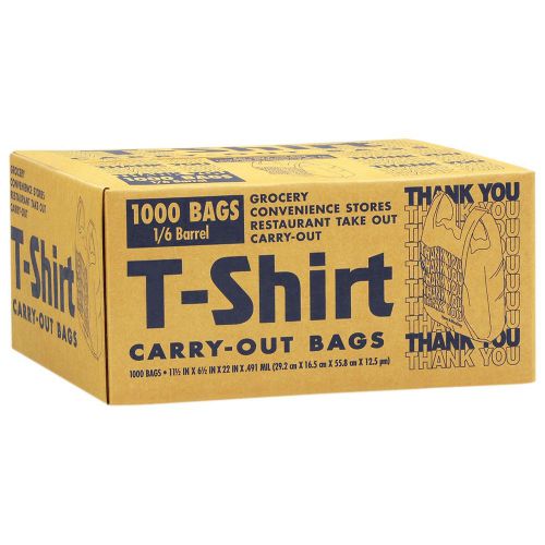 1,000 ct THANK YOU Shopping T-Shirt Plastic Carry-Out White Bags TSSM10006W New