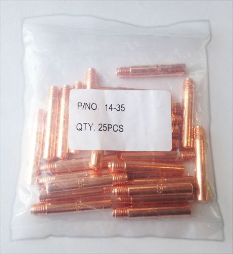 Pk of 25 tweco style contact tips, .035 in 14-35 for MIG welding guns