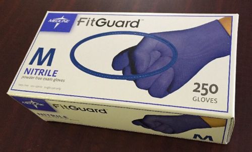 Medline FITGUARD 500 Latex Powder-Free Nitrile Exam Gloves,Blue, Medium, 2 Boxes
