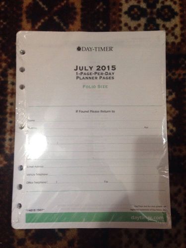 14010 1507 day-timer 1 page-per-day planner refill folio. 1 year start july 2015 for sale