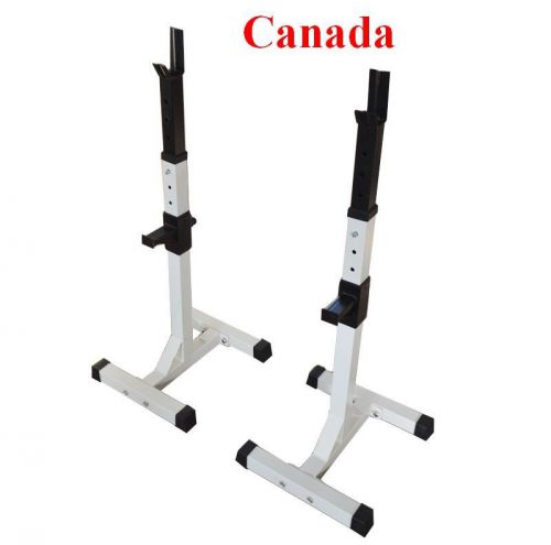 Pair of Adjustable Standard Solid Steel Squat Stands Barbell Bench
