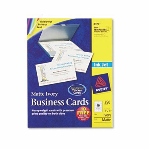 Avery inkjet matte business cards, 2 x 3 1/2, ivory, 10/sheet, 250/pk (ave8376) for sale