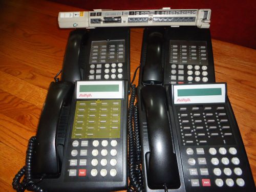 Avaya partner telephone system acs processor r4.0 (4) phones &amp; pc card for sale