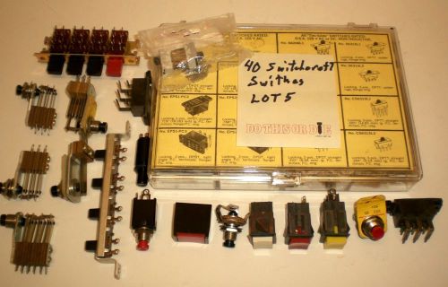40 Asst Switchcraft Slide &amp; Pushbutton Switches, Lot 5, Salesman Samples,  USA