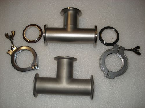 2 vacuum pipe valve 3 way w/ 2 clamp + 2 ring for sale