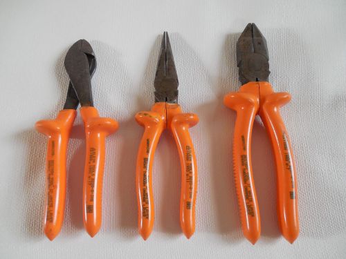 3 - Klein Linesman insulated pliers, crimps and cutters tools high voltage