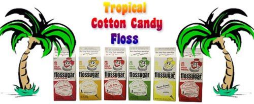 Cotton candy flossugar, case of 6-1/2 gallon cartons-tropical flavors for sale