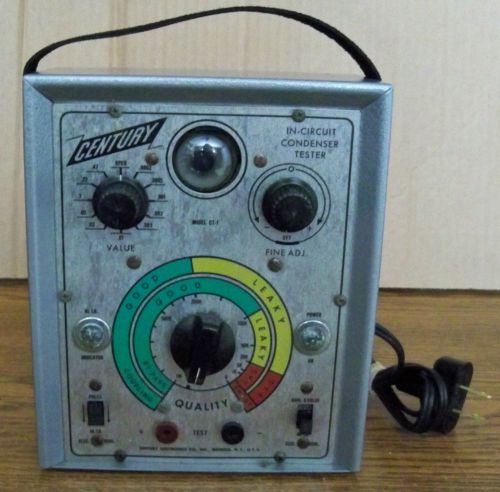 Century In-Circuit Capacitor Tester Checker  Model CT-1  w/ Manual &amp; Test Leads
