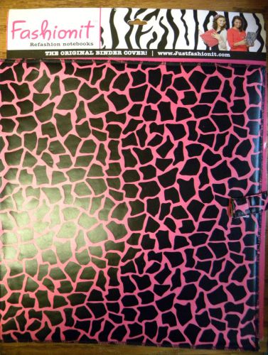 New fashionit fabric notebook 3 ring binder cover pink black leopard print for sale