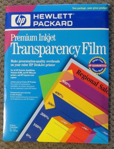 NIP HP  HEWLETT PACKARD PREMINUM INKJET TRANSPARENCY FILM C3834A (50 Sheets)