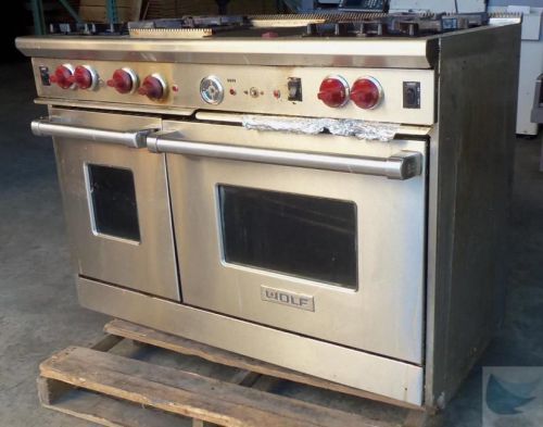 Wolf 48&#034; Free Standing Gas Range R484CG Charbroiler 4 Burners 2 Convection Ovens