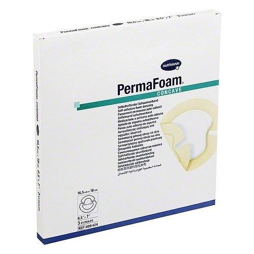 Permafoam comfort dressing: adhesive: 6.5&#034; x 7&#034; concave (heel/elbow) - box of 3 for sale