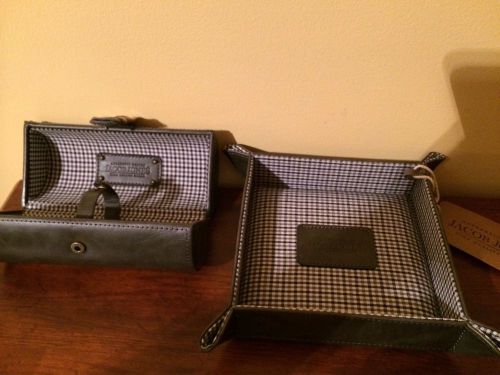 Jacob Jones Grey Square Coin Tray with Grey Checkered Interior and Storage Case