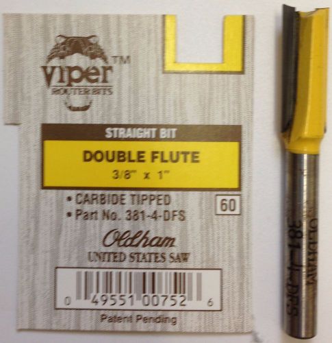Oldham Viper Double Flute 3/8&#034; x 1&#034; Carbide Tipped Straight Bit #60