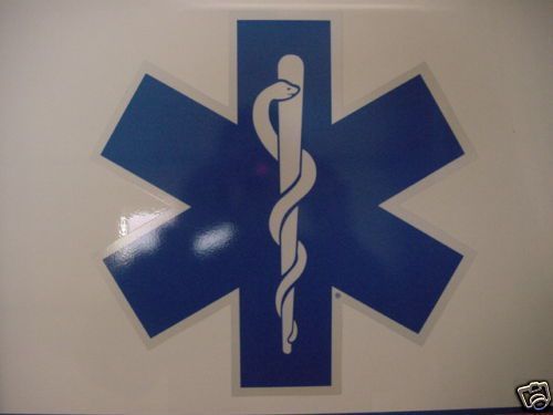 17&#034; Star of Life -Ambulance Decal -Blue w/ White border Pair