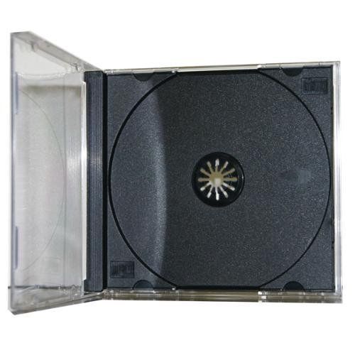 50 New CD / DVD Standard Jewel Case with Black Tray, Single, holds 1 disc (CDSB)