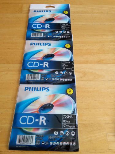 Phillips blank CD&#039;S 3 packs of 3 CD-R new in package 80 mins. per pack