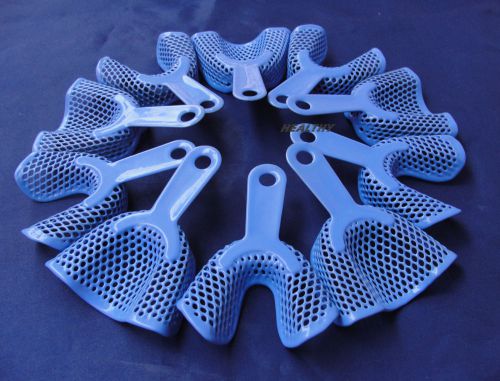 10PCS Dental Plastic-Steel Impression Trays Autoclavable Bule Size L