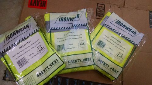 lot of 3 Ironwear Lime Reflective Safety Vests Large/Large/ XL