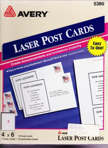 Avery 5389 Laser Postcards - 50 Perforated Sheets, 2 cards per sheet 4&#034; x 6&#034;