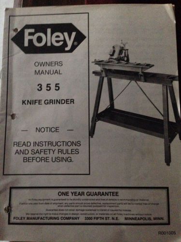 Foley 355 Knife Grinder Owners Manual
