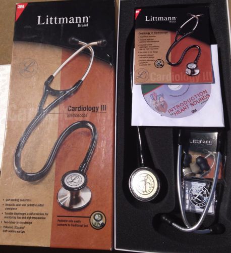 Littmann Cardiology III Stethoscope 3128 - 27&#039;&#039; Black/Silver w/ CD and eartips!