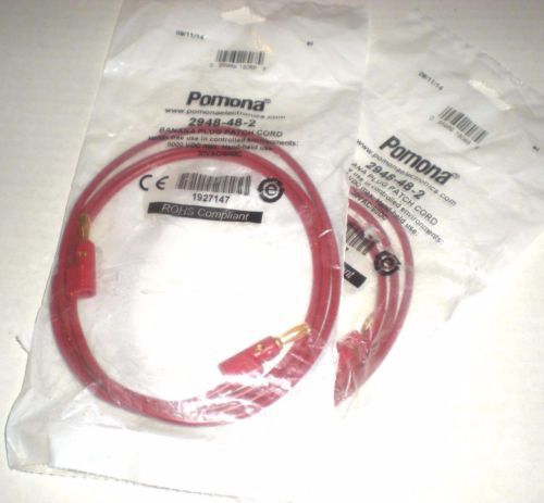Pomona 2948-48-2 Stacking Banana Plug Patch Cord Gold Plated 48&#034; - Red - 2 PACK
