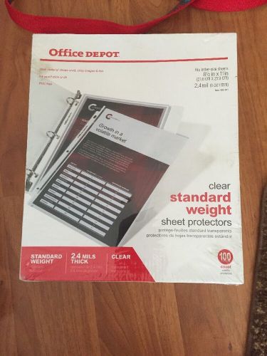 NEW Office Depot Standard Weight Sheet Protectors Durable 100-Sheets Clear