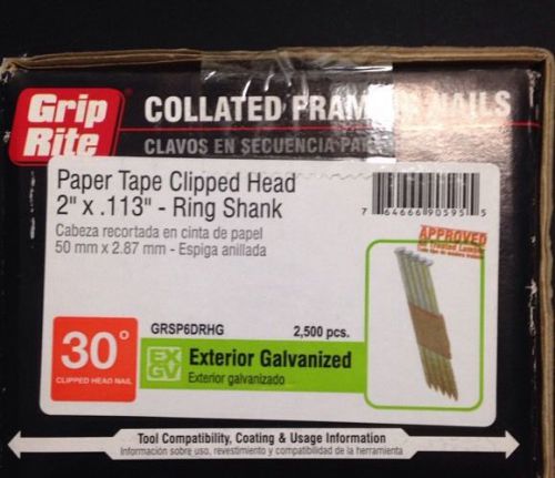 Grip-Rite 2&#034;x.113&#034; 30° Clipped Head Paper Tape Ring Shank Nails GRSP6DRHG