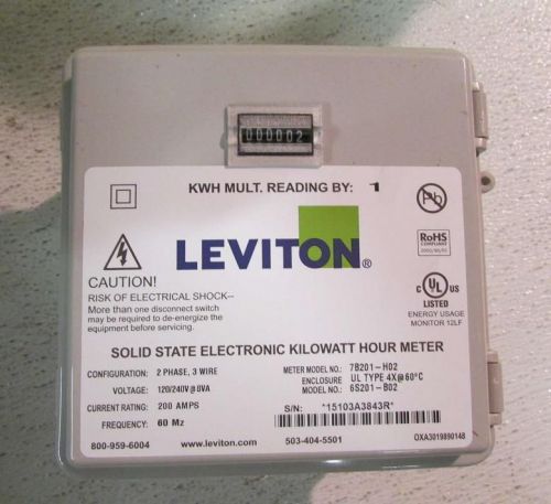 Leviton MO240-2SW 120/208/240V 2P3W 200A with 2 Solid Core CTs Mini Meter Kit
