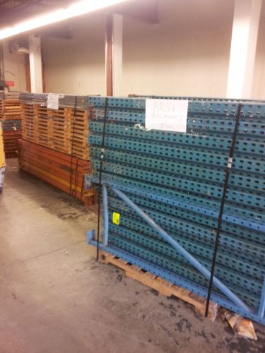 Pallet Rack LOT Teardrop Uprights Beams Grids Wood Decks Used Warehouse Shelving