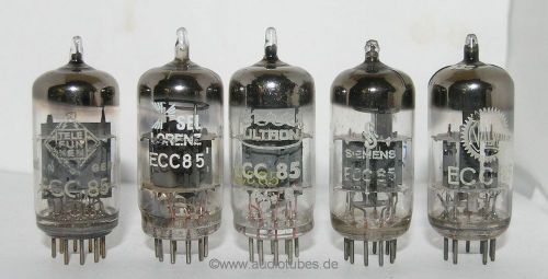 5 tubes  ECC85 6AQ8  Telefunken  Siemens Tungsram Lorenz Valvo   (506058)