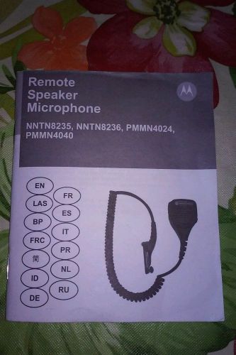 Remote speaker microphone motorola Manual  NNTN 8235 8236 PMMN 4024 4040 BOOK