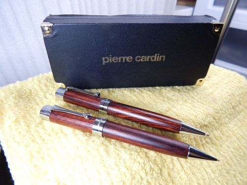 Pierre Cardin Turned Wood Pen &amp; Pencil Set w/Box