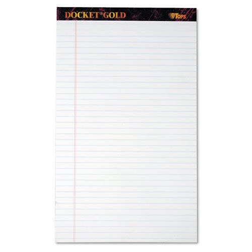 TOPS Docket Ruled Perforated Pads, 8 1/2 x 14, White, 50 Sheets, Dozen
