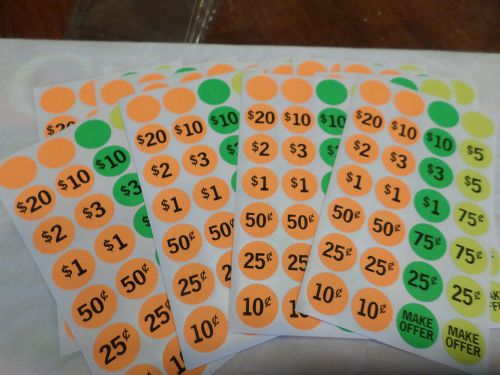 GARAGE SALE  STICKERS NEON PRICE TAGS LABELS Rummage Sale NEW IN P. 420 COUNT!!