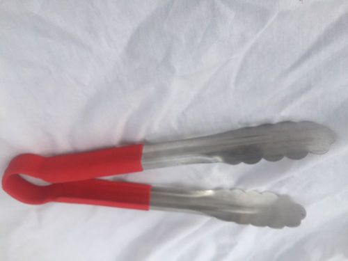 Commercial Tong Stainless Steel 12&#034; Inch RED &#034;Kosher Marking