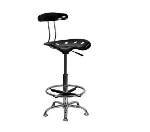 Black and Chrome Drafting Stool w Tractor Seat chair adjustable furniture