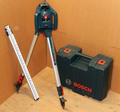 Bosch professional grl240hv self leveling rotary laser w/ bt152 tripod &amp; rod kit for sale