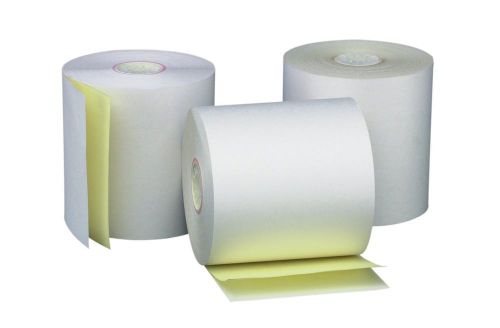 Pm company perfection two ply carbonless rolls 3 x 95 feet white/canary 50 ro... for sale