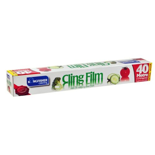 40m x 30cm Catering Quality Cling Film - 40m Large Roll Kitchen Plastic Wrap