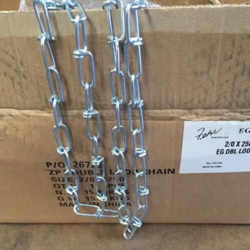 2/0 double loop chain zinc plated 250 feet box for sale